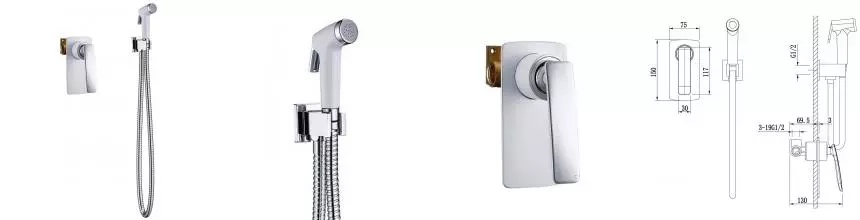 Смеситель с гигиеническим душем «Timo» Helmi 408900-16SM белый/хром Смеситель с гигиеническим душем «Timo» Helmi 408900-16SM белый/хром