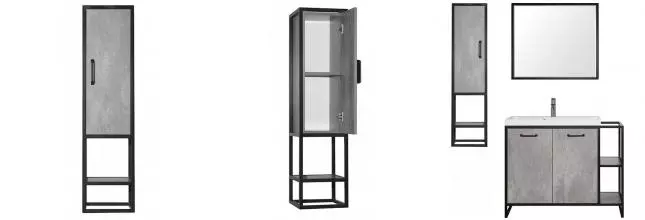 Пенал «Style Line» Лофт 30 подвесной бетон/чёрный универсальный Пенал «Style Line» Лофт 30 подвесной бетон/чёрный универсальный