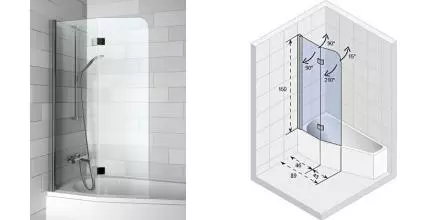 Шторка на ванну стеклянная «Riho» Novik Z500 Delta 90/150 прозрачная универсальная