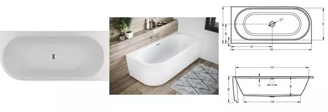 Ванна акриловая «Riho» Desire 184/84 с каркасом с сифоном белая левая Ванна акриловая «Riho» Desire 184/84 с каркасом с сифоном белая левая