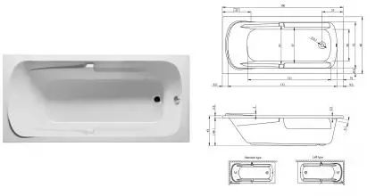 Ванна акриловая «Riho» Future XL 190/90 без опор без сифона белая