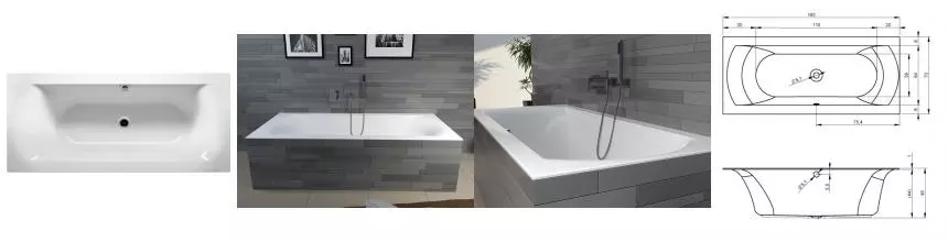 Ванна акриловая «Riho» Linares 160/70 без опор без сифона белая Ванна акриловая «Riho» Linares 160/70 без опор без сифона белая