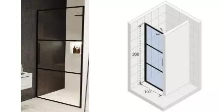 Душевая дверь «Riho» Grid GB101 100/200 прозрачная универсальная