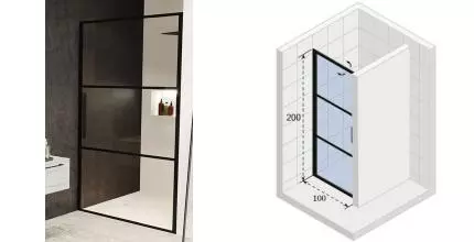 Душевая дверь «Riho» Grid GB101 100/200 прозрачная универсальная Душевая дверь «Riho» Grid GB101 100/200 прозрачная универсальная