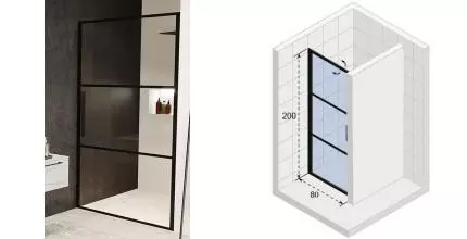 Душевая дверь «Riho» Grid GB101 80/200 прозрачная универсальная Душевая дверь «Riho» Grid GB101 80/200 прозрачная универсальная