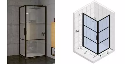 Душевой угол-ограждение «Riho» Grid GB201 90/90 прозрачный без поддона универсальный