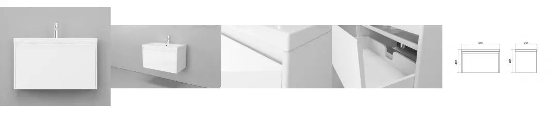 Тумба с раковиной «Velvex» Klaufs 80 с ящиком (Como 80) подвесная белая