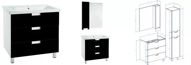 Тумба с раковиной «Bellezza» Пегас 80 (Como 80) чёрная/белая Тумба с раковиной «Bellezza» Пегас 80 (Como 80) чёрная/белая