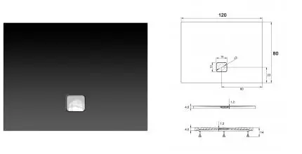 Душевой поддон «Riho» Basel 406 120/80 низкий акриловый прямоугольный чёрный матовый с сифоном