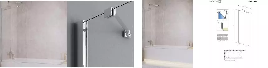 Шторка на ванну стеклянная «Radaway» Idea PNJ II 80/150 прозрачная/хром универсальная
