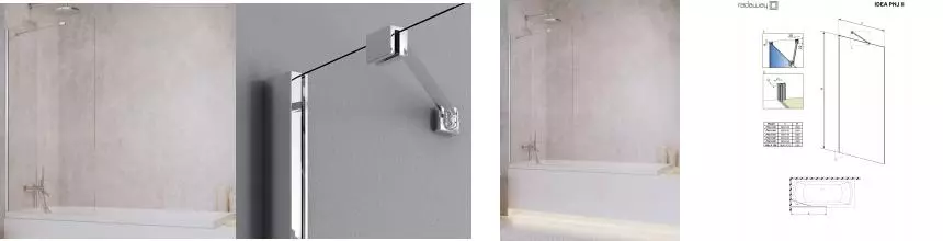 Шторка на ванну стеклянная «Radaway» Idea PNJ II 60/150 прозрачная/хром универсальная