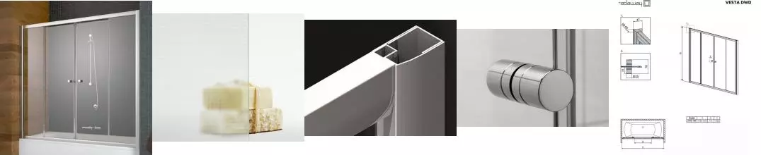 Шторка на ванну стеклянная «Radaway» Vesta DW 180/150 крапинка/хром