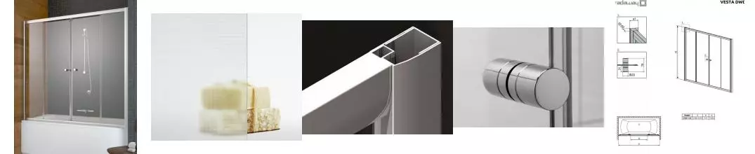 Шторка на ванну стеклянная «Radaway» Vesta DW 140/150 крапинка/хром