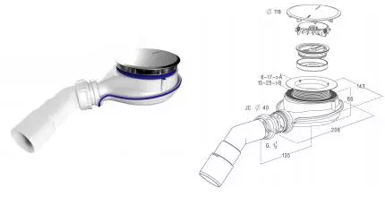 Сифон для поддона «Radaway» Turboflow TBXS белый/хром