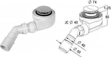 Сифон для поддона «Radaway» Turboflow TB50P (Франция) белый/хром