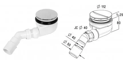 Сифон для поддона «Radaway» Turboflow TB90P хром