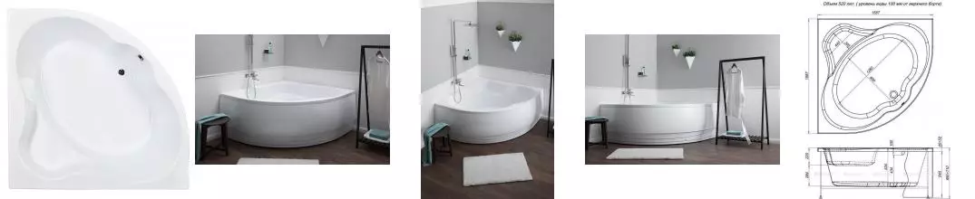 Ванна акриловая «Aquanet» Santiago 160/160 без опор без сифона белая Ванна акриловая «Aquanet» Santiago 160/160 без опор без сифона белая