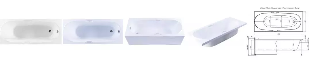 Ванна акриловая «Aquanet» Dali 170/70 без опор без сифона белая