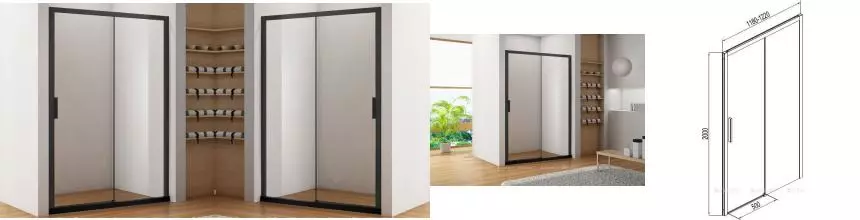 Душевая дверь «Aquanet» Pleasure AE60-N-120H200U-BT 120 прозрачная/чёрная без поддона универсальный Душевая дверь «Aquanet» Pleasure AE60-N-120H200U-BT 120 прозрачная/чёрная без поддона универсальный