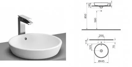 Раковина «Vitra» Metropole 45/45 5940B003-0012 фарфоровая белая