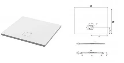 Душевой поддон «Riho» Basel 412 90/90 акриловый квадратный белый