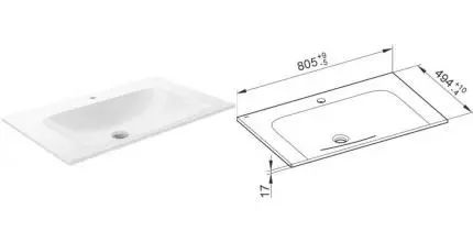 Раковина «Belbagno» 80/50 BB1903LF-800 фаянсовая белая Раковина «Belbagno» 80/50 BB1903LF-800 фаянсовая белая