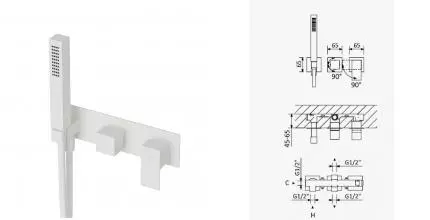 Смеситель для душа «Cezares» PORTA-VDM2-BIO белый матовый