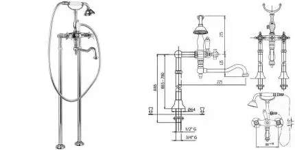 Напольный смеситель для ванны «Cezares» LORD-VDP2-01-Bi хром