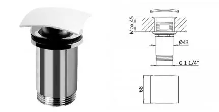 Донный клапан для раковины «Cezares» CZR-B-SCQ-BIO с механизмом Клик-Клак белый матовый
