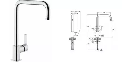 Смеситель для кухонной мойки «Vitra» Flo S A42103EXP хром