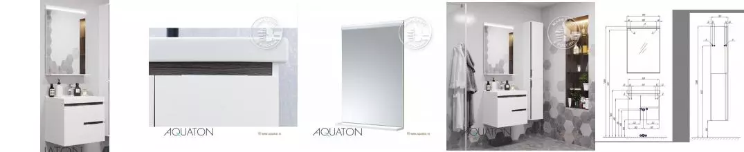 Мебель для ванной подвесная «Aquaton» Рене 60 белая/грецкий орех Мебель для ванной подвесная «Aquaton» Рене 60 белая/грецкий орех