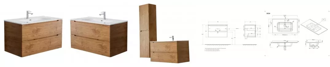 Тумба с раковиной «Belbagno» Etna 80 (BB800ETL 81/46) подвесная Rovere Nature
