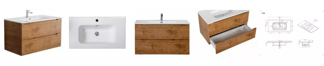 Тумба с раковиной «Belbagno» Etna 90 (BB900ETL 91/46) подвесная Rovere Nature
