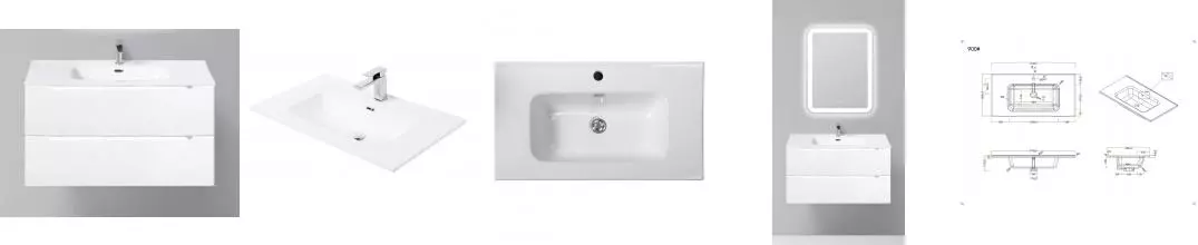 Тумба с раковиной «Belbagno» Etna 90 (BB900ETL 91/46) подвесная Bianco Opaco