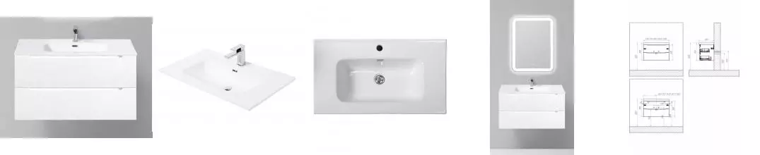 Тумба с раковиной «Belbagno» Etna 90 (BB900ETL) подвесная Bianco Lucido