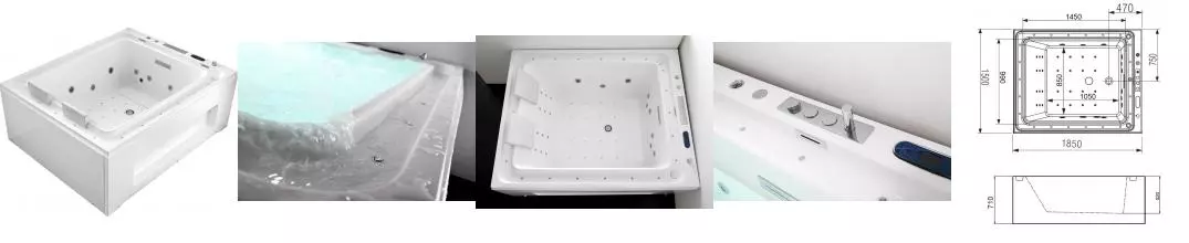 Гидромассажная ванна акриловая «Gemy» G9268 K 185/150 с каркасом с сифоном белая