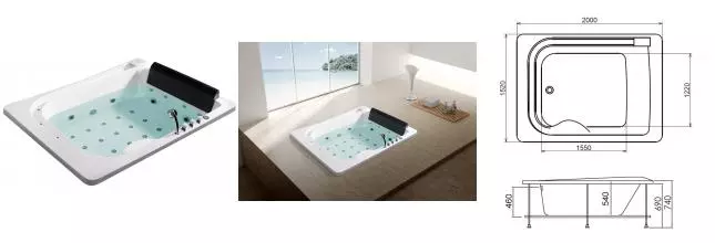 Гидромассажная ванна акриловая «Gemy» G9265 K 200/152 с каркасом с сифоном белая