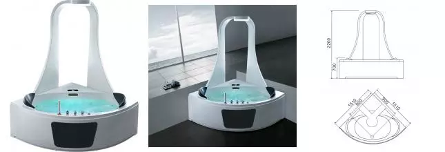 Гидромассажная ванна акриловая «Gemy» G9069 K 151/151 с каркасом с сифоном белая