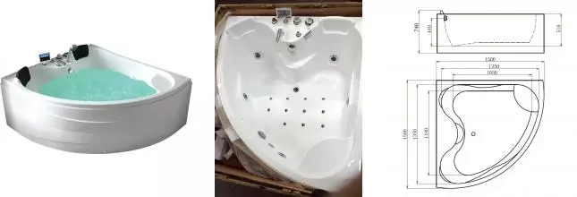Гидромассажная ванна акриловая «Gemy» G9041 K 150/150 с каркасом с сифоном белая