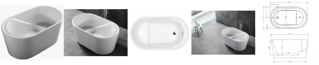 Ванна акриловая «Abber» AB9277 130/75 с каркасом с сифоном белая