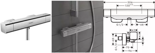 Смеситель для душа «Hansgrohe» Ecostat E 15773000 с термостатом хром Смеситель для душа «Hansgrohe» Ecostat E 15773000 с термостатом хром