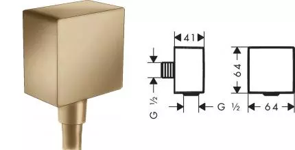 Подключение для душевого шланга «Hansgrohe» FixFit Square 26455140 с обратным клапаном шлифованная бронза Подключение для душевого шланга «Hansgrohe» FixFit Square 26455140 с обратным клапаном шлифованная бронза
