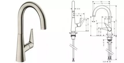 Смеситель для кухонной мойки «Hansgrohe» Talis M51 72814800 сталь