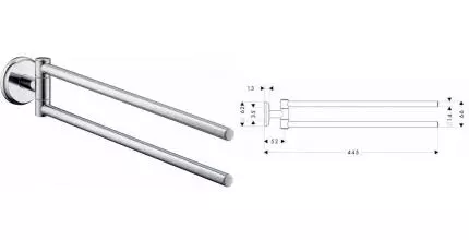 Полотенцедержатель двойной поворотный «Hansgrohe» Logis Classic 41612000 на стену хром