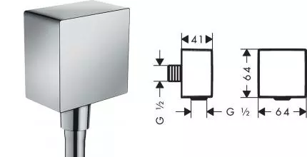Подключение для душевого шланга «Hansgrohe» FixFit Square 26455000 с обратным клапаном хром Подключение для душевого шланга «Hansgrohe» FixFit Square 26455000 с обратным клапаном хром