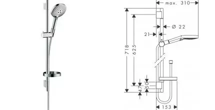 Душевой гарнитур «Hansgrohe» Raindance Select S 26632000 хром