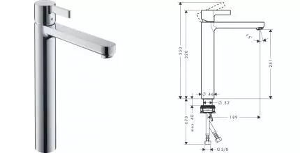 Смеситель для раковины «Hansgrohe» Metris S 31023000 хром