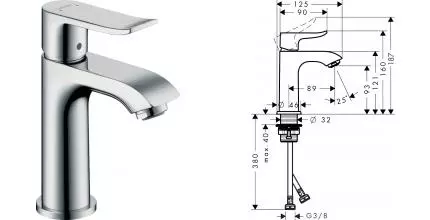 Смеситель для раковины «Hansgrohe» Metris 31186000 хром