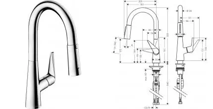 Смеситель для кухонной мойки «Hansgrohe» Talis M51 72815000 с выдвижным изливом хром