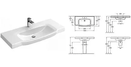 Раковина «Villeroy & Boch» Sentique 100 фарфоровая Раковина «Villeroy & Boch» Sentique 100 фарфоровая